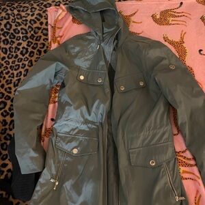 michael kors rain coat in a very pretty shade of green